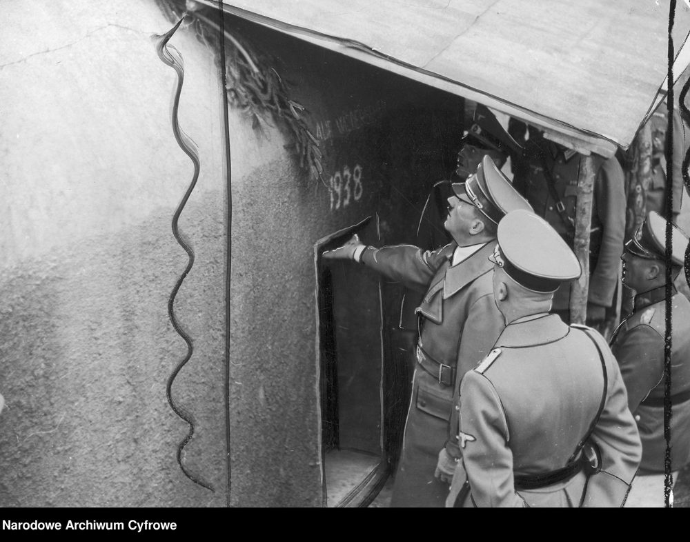 Adolf Hitler visiting a Czech bunker near the village of Neu-Erbersdorf in Sudetenland